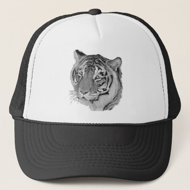 Casquette photo de la faune du grand chat noir et blanc tigr (Devant)