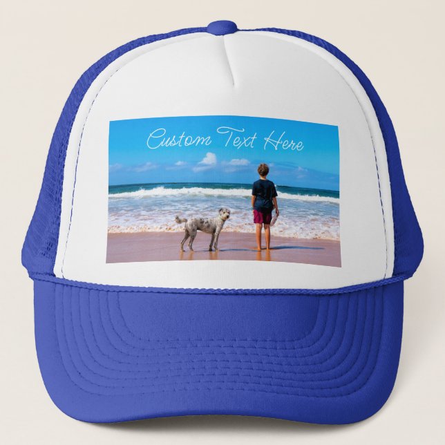 Casquette Photo personnalisée Texte Trucker Chapeau vos phot (Devant)