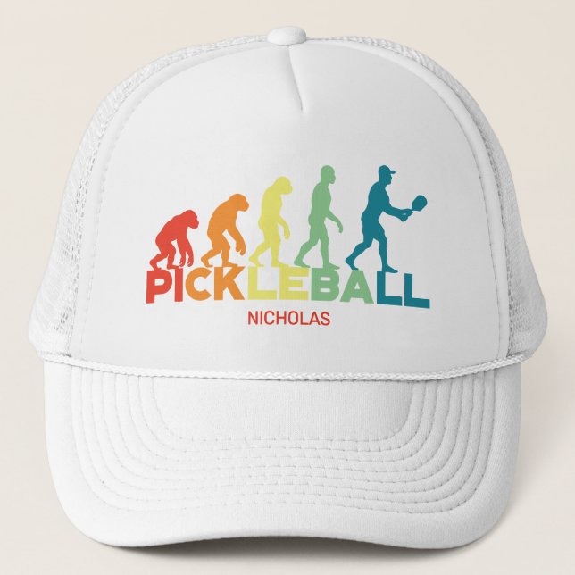 Casquette Pickleball Evolution Funny Nom personnalisé (Devant)