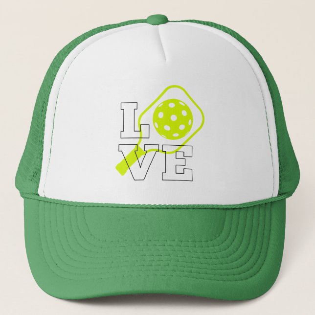 Casquette Pickleball Love - Neon Paddle et Ball Design (Devant)