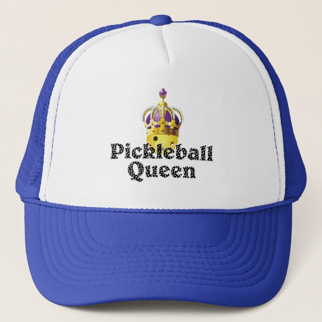 Casquette Pickleball Queen, Balle Jaune Violet, Couronne Or (Devant)