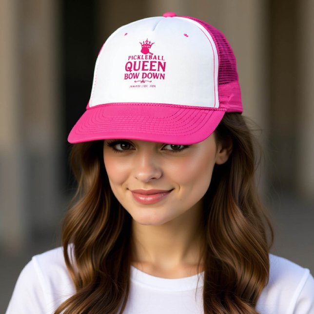 Casquette Pickleball Queen rose cadeau personnalisé drôle (pickleball gift for her funny hat women birthday christmas club mom friend personalized pink)