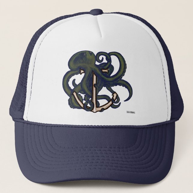 Casquette Pieuvre à vapeur sur Ancre (Devant)