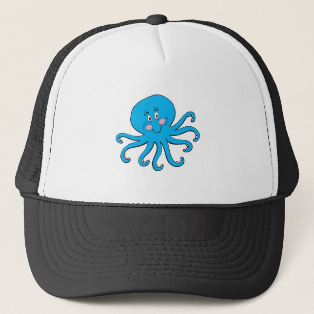 Casquette pieuvre bleue heureuse (Devant)
