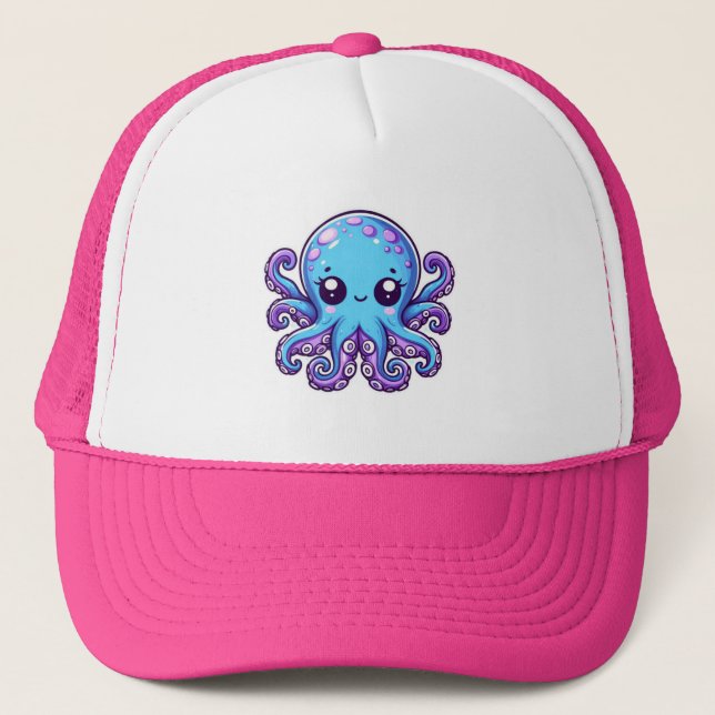 Casquette Pieuvre bleue mignonne (Devant)