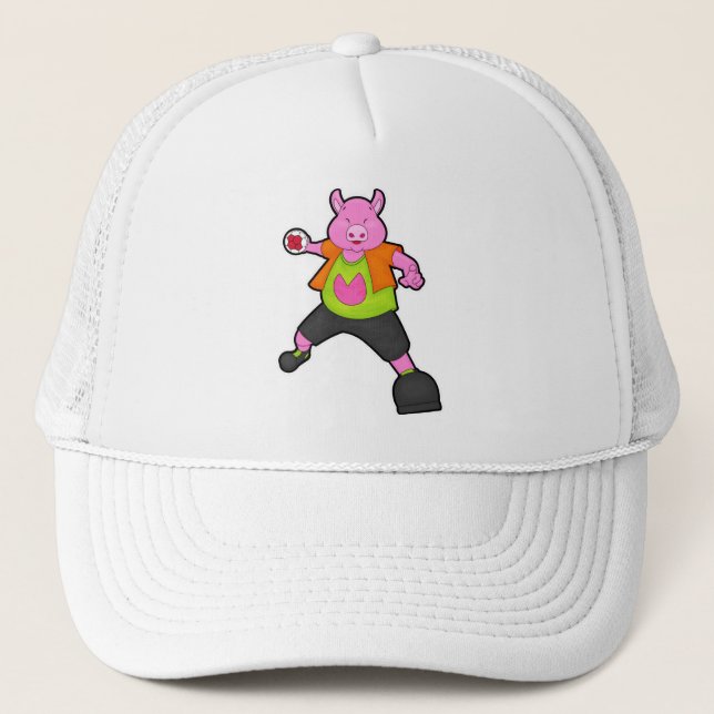 Casquette Pig at Handball player avec Handball (Devant)