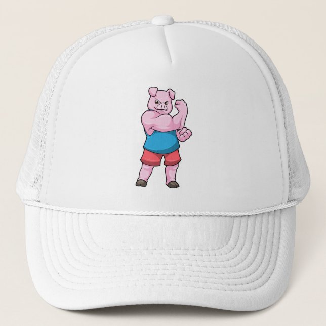 Casquette Pig comme Bodybuilder avec grand bras Supérieur (Devant)