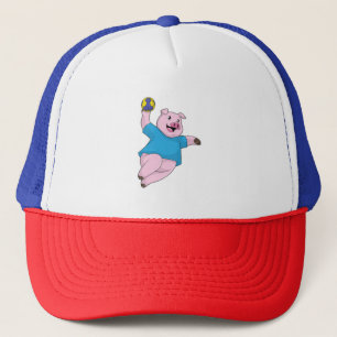Casquette Pig en tant que joueur de handball avec Handball