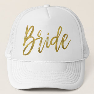 Casquette Pile d'or de mariée et chapeau de camion blanc