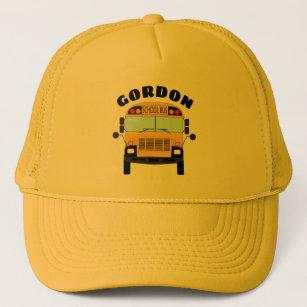 Casquette Pilote de bus scolaire jaune avec nom Merci