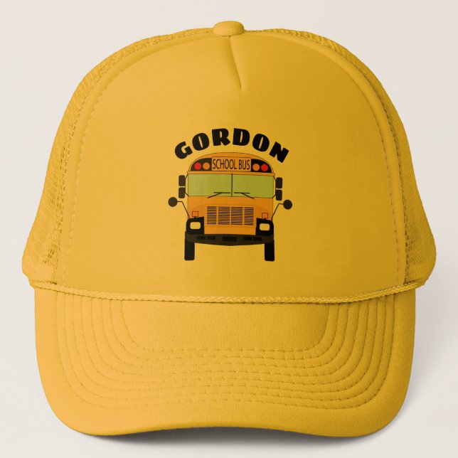 Casquette Pilote de bus scolaire jaune avec nom Merci (Devant)