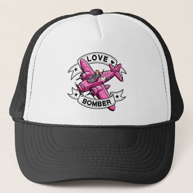 Casquette Pilote Love Bomber Rose (Devant)
