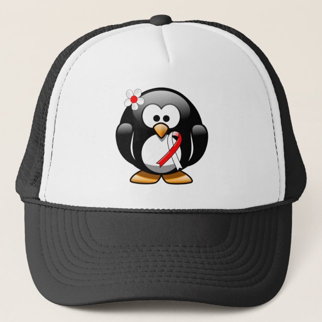 Casquette Pingouin à ruban rouge et blanc (Devant)