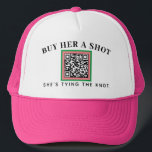 Casquette Pink and Green Bride Bachelorette Party QR paiemen<br><div class="desc">Une façon beaucoup plus sûre de laisser des étrangers, des amis ou de la famille acheter la mariée à boire sur sa nuit de bachelorette, ce joli camionneur qui présente du texte modifiable et un code QR scannable mis en place avec une option de paiement sur mesure. Un cadre preppy...</div>