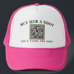 Casquette Pink and Green Bride Bachelorette Party QR paiemen<br><div class="desc">Une façon beaucoup plus sûre de laisser des étrangers, des amis ou de la famille acheter la mariée à boire sur sa nuit de bachelorette, ce joli camionneur qui présente du texte modifiable et un code QR scannable mis en place avec une option de paiement sur mesure. Un cadre preppy...</div>