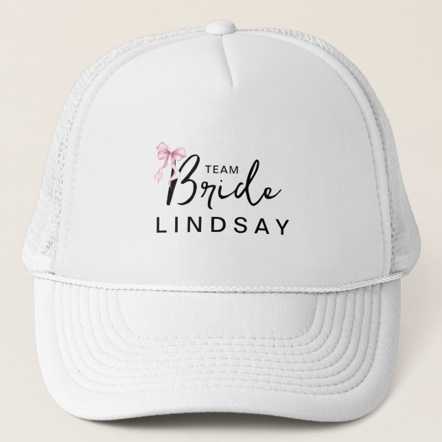 Casquette Pink Bow Team Bride Bachelorette Party  (Devant)