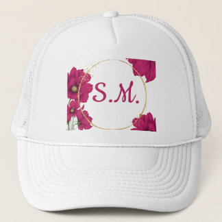 Casquette Pink Floral Gold Circle Hat