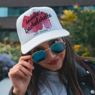 Casquette Pink Glitter Bachelorette Bridesmaid Script Trendy