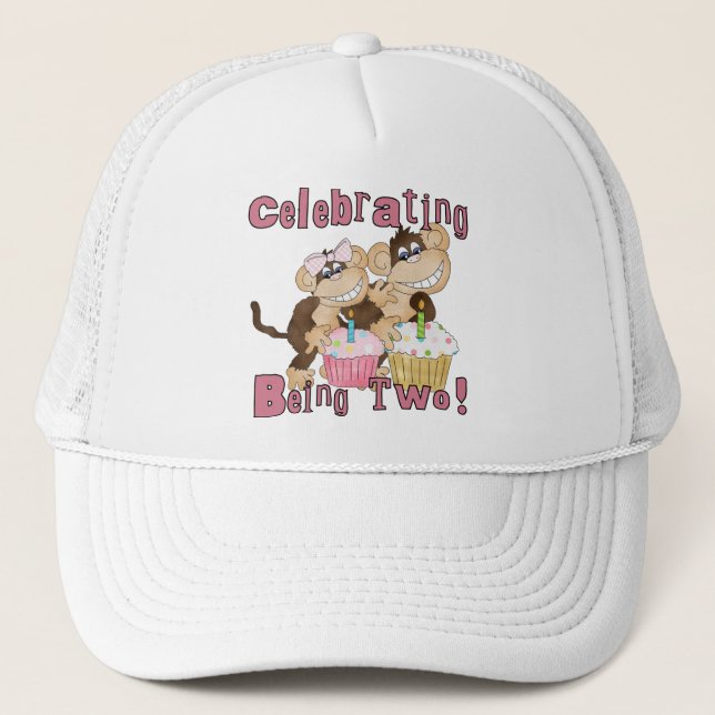 Casquette Pink Party Monkey 2e Anniversaire Tshirts et cadea (Devant)