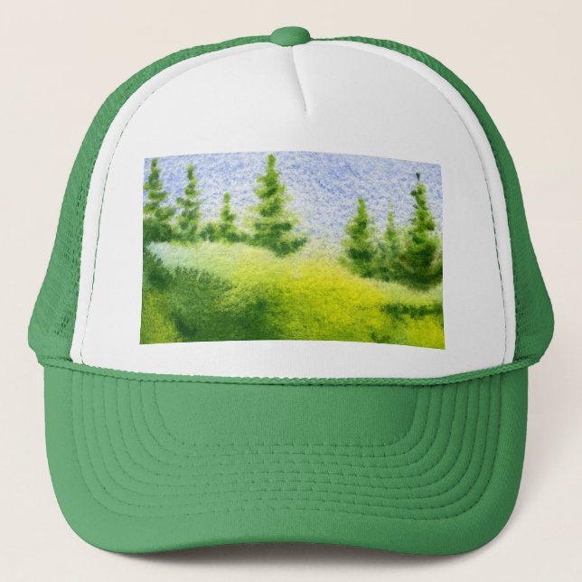 Casquette Pins sur la crête en vert & bleu (Devant)