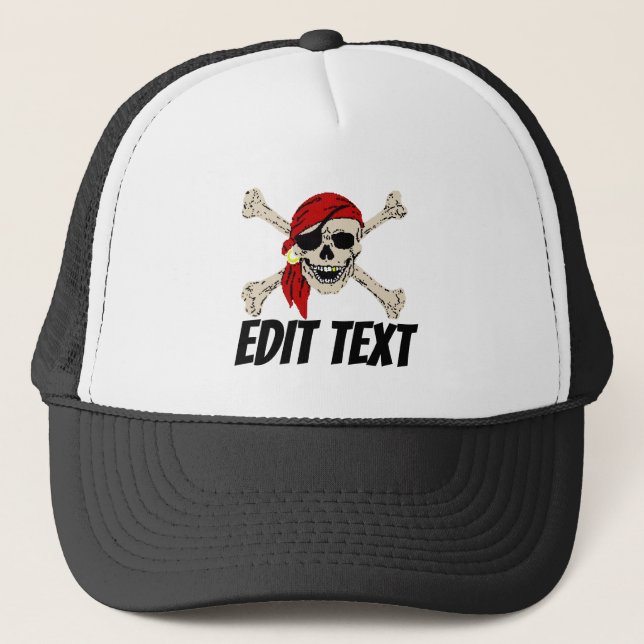 Casquette pirate, ajouter du texte, nom, société,  (Devant)
