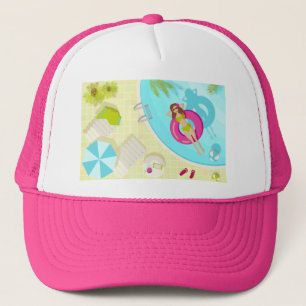 Casquette Piscine fille en bikini plage d'été