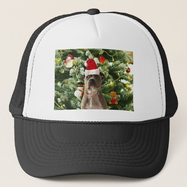 Casquette Pitbull Chien Arbre de Noël Ornements Snowman (Devant)