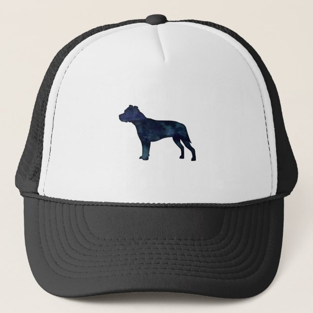 Casquette Pitbull race Chien Silhouette Aquarelle noire (Devant)