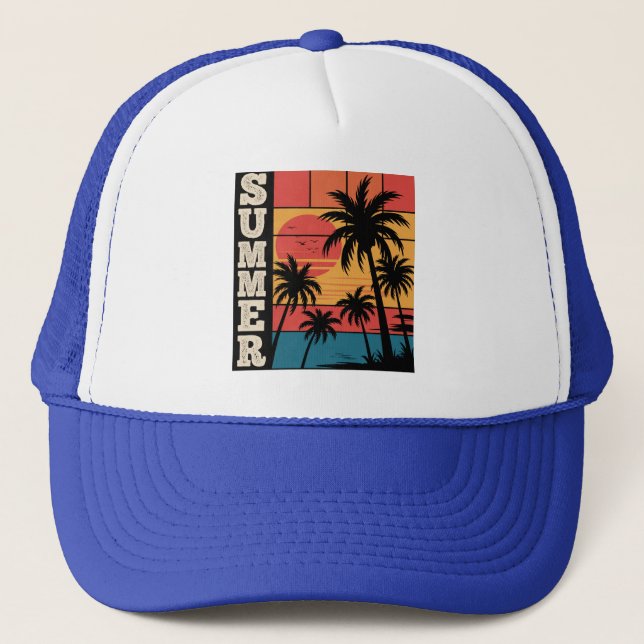 Casquette Plage de soleil couchant moderne et tendance Palm  (Devant)