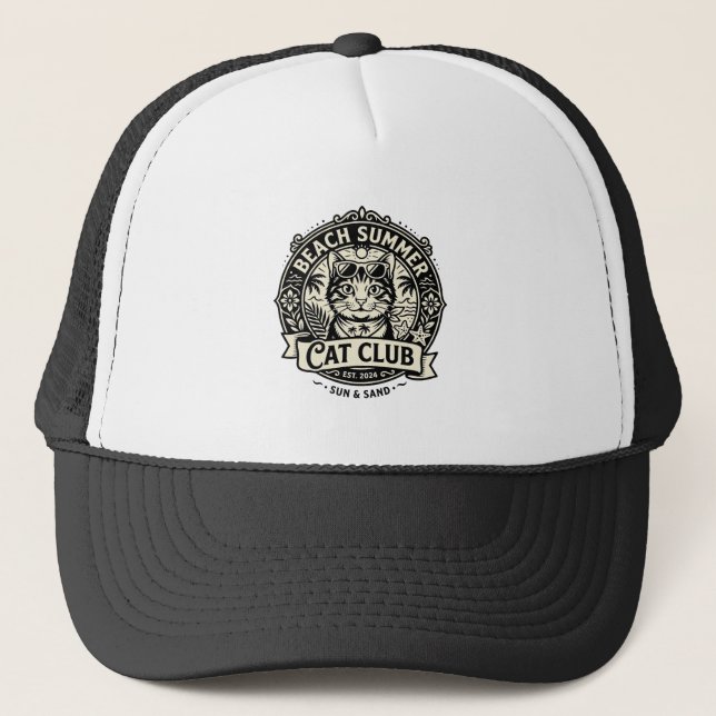 Casquette Plage Été Chat Drôle Chat Graphique - Plage Été  (Devant)