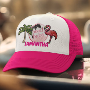 Casquette Plage rose bébé Tendance Patch Faux Cadeau