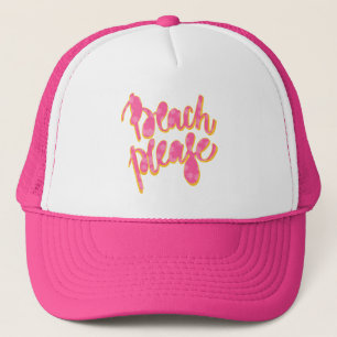 Casquette PLAGE SVP typographie de   et citation roses et