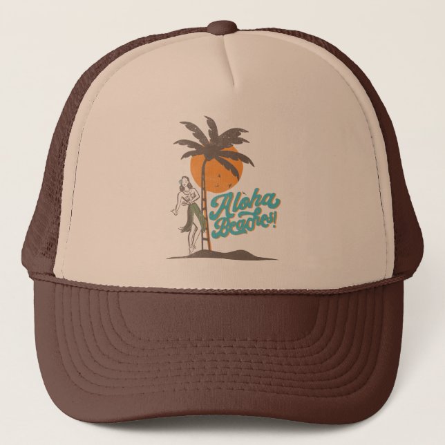 Casquette Plages d'Aloha Hula Girl Hawaii Hawaii Retro Hawai (Devant)