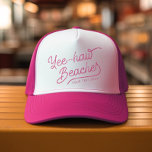 Casquette Plages Yee-haw Correspondances personnalisées Saut<br><div class="desc">Un coup de semonce, et la réponse de votre équipe dans le style camionneur de bohotown ! Démangez l'ordinaire, sangle sur ces casquettes comme la route comme un coucher de soleil dans le désert, éclaboussant dans les vibrations boho. Vos noms ou slogan extravagants se bousculent à travers le front de...</div>