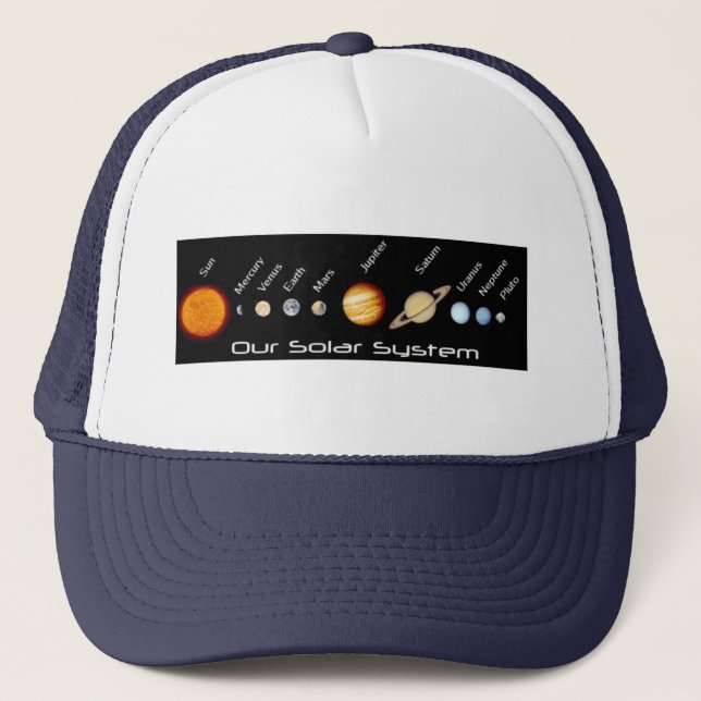 Casquette Planètes de notre système solaire en ordre, espace (Devant)