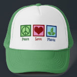 Casquette Plante Nursery Peace Love Plante mignon vert<br><div class="desc">Plantes de Peace Love. Un joli cadeau planteur pour un amoureux de plante et de botanique. Cool présent pour un horticulteur ou botaniste.</div>