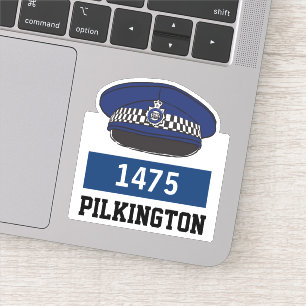 Casquette plat de police avec Sticker nom et numér