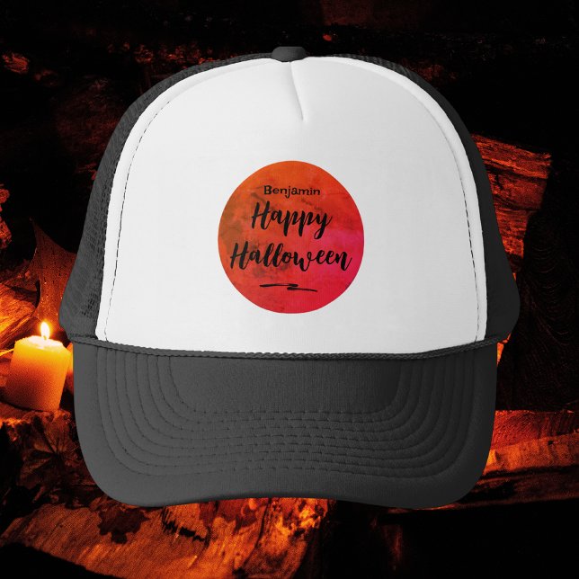 Casquette Pleine lune noire et orange Joyeux Halloween (Créateur téléchargé)