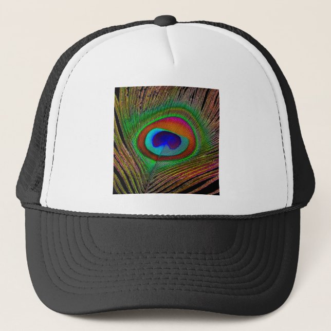 Casquette Plume de paon cuivré vibrant (Devant)