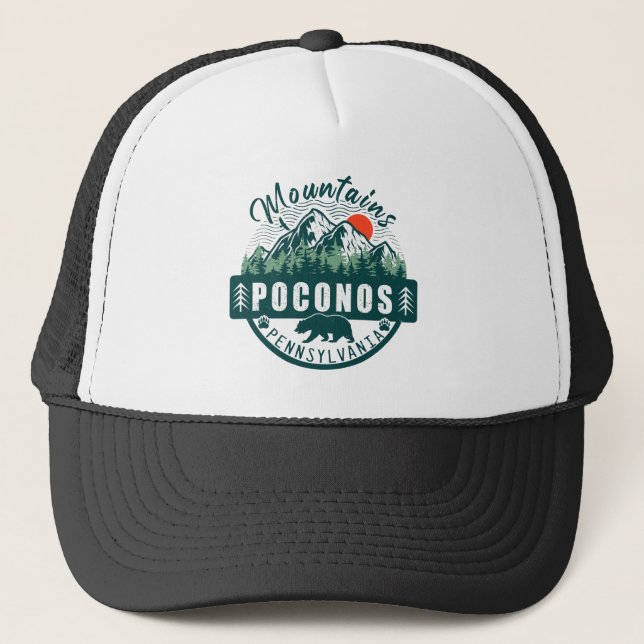 Casquette Pocono Mountains PA Retro Sunset Souvenirs Cadeau (Devant)