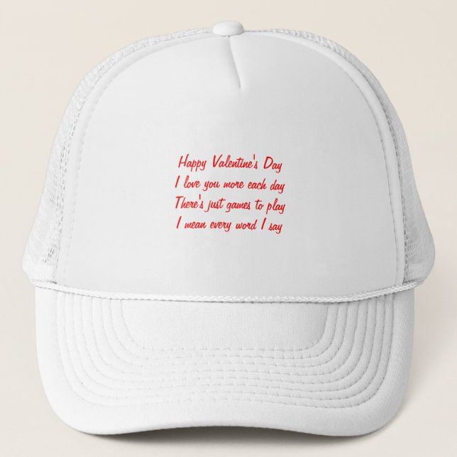 Casquette Poème de la Saint Valentin (Devant)