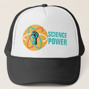 Casquette Poing de puissance de la Science et rétro atome