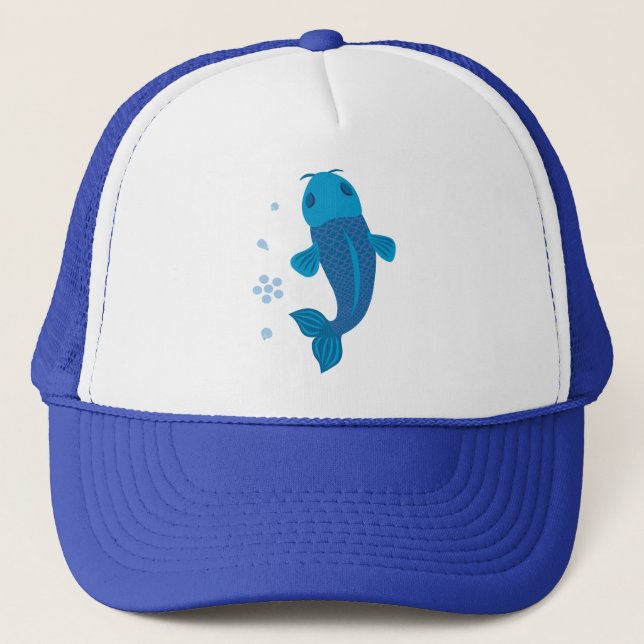 Casquette Poisson bleu Koi (Devant)