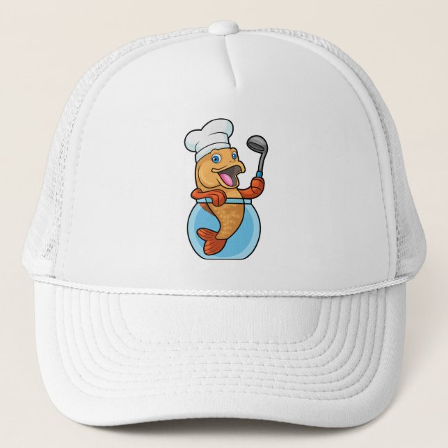 Casquette Poisson en verre comme cuire avec cuillère à soupe (Devant)