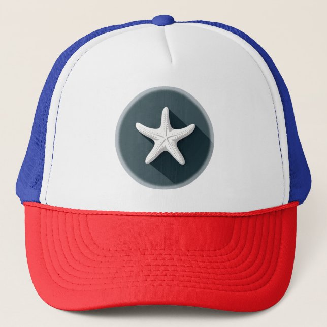 Casquette Poisson-étoile blanche en cercle noir (Devant)