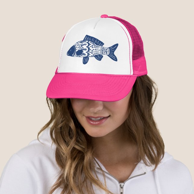 Casquette Poisson Floral bohème tendance (En situation)