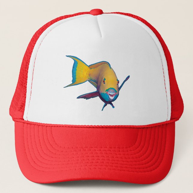 Casquette Poisson perroquet - Conception abstraite - Découpé (Devant)