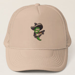 Casquette poivron jalapeno vert avec tenue mariachi et un