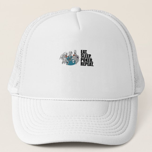 Casquette Poker - Mange. Dormir. Poker. Recommencer. (Devant)
