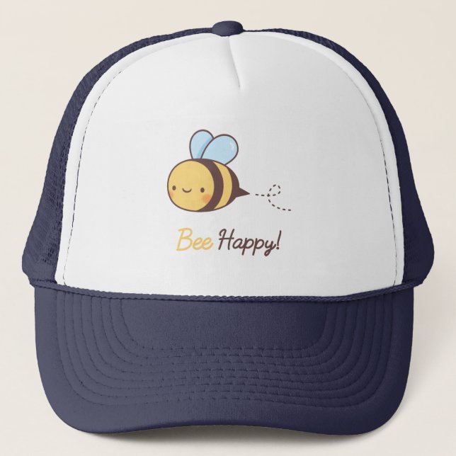 Casquette Police d'écriture manuscrite Cute Bee Happy (Devant)